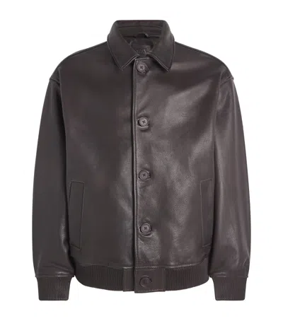 Wax London Fitzroy Flight Leather Jacket In Brown