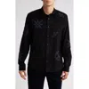 Wax London Geometric Pattern Corduroy Button-up Shirt In Black