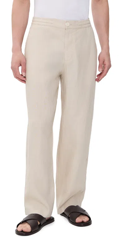 Wax London Glencoe Washed Linen Relaxed Trousers Beige In Neutral