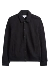 Wax London Hays Jersey Snap-up Overshirt In Black