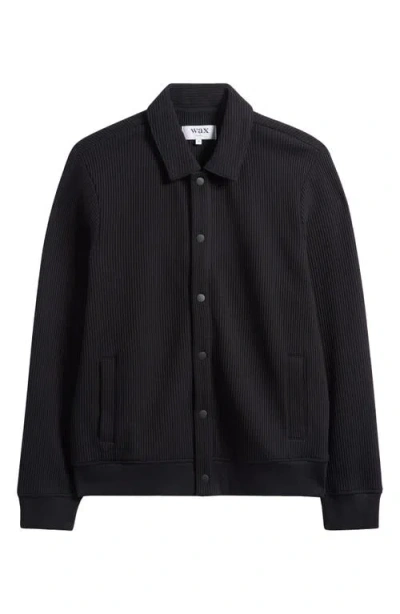 Wax London Hays Jersey Snap-up Overshirt In Black