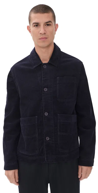 Wax London Healey Corduroy Chore Jacket Navy In Blue