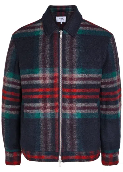 Wax London Heath Checked Wool-blend Jacket In Blue