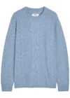 Wax London Hyatt Cable-knit Jumper In Blue