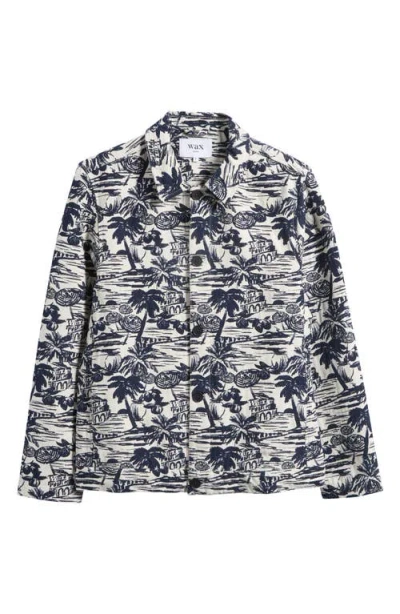 Wax London Iggy Beach Scene Cotton Blend Jacquard Jacket In Blue
