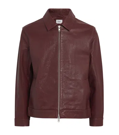 Wax London Kendal Leather Jacket In Red