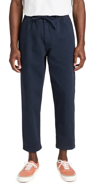 Wax London Kurt Trouser Longer Leg Organic Cotton Twill Navy In Blue