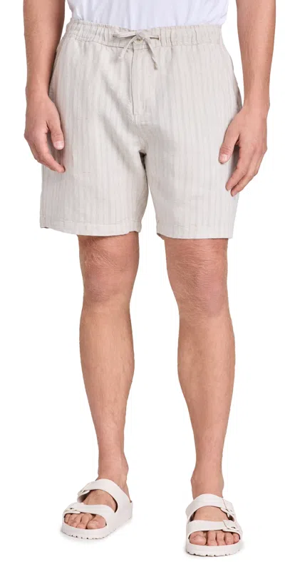 Wax London Kurt Linen Stripe Shorts Beige In Neutral