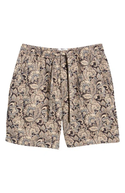 Wax London Kurt Paisley Drawstring Cotton Shorts In Brown