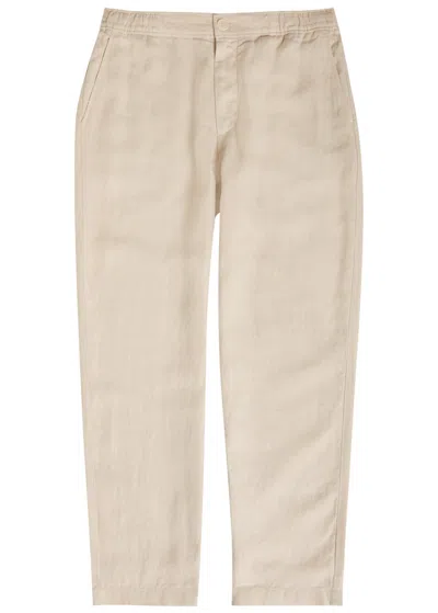 Wax London Kurt Tapered-leg Linen Trousers In Neutral