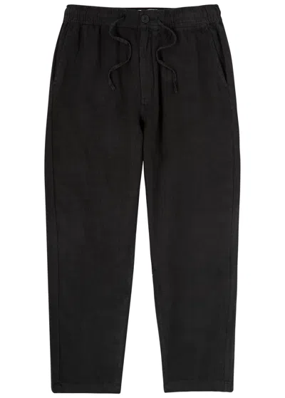 Wax London Kurt Tapered Linen Trousers In Black