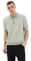 Wax London Ladder Stripe Turin Knit Polo Light Khaki In Light Khaki
