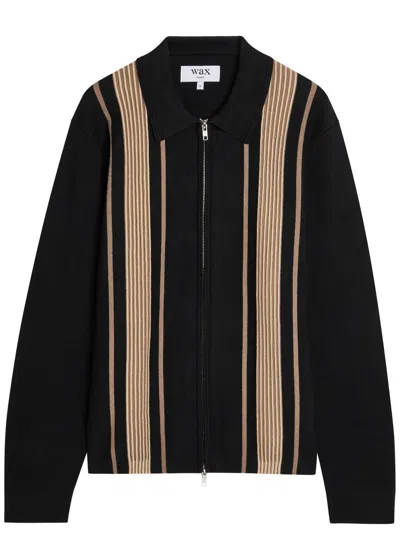 Wax London Lennox Striped Cotton And Cashmere-blend Jumper In Black