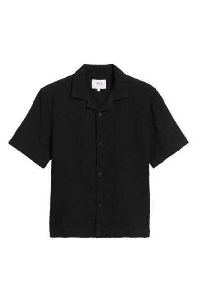 Wax London Lido Box Dobby Camp Shirt In Black