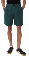 Wax London Linen Kurt Shorts 7.5 Dark Green In Blue