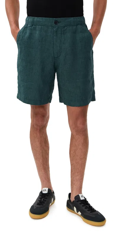 Wax London Linen Kurt Shorts 7.5 Dark Green