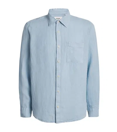Wax London Linen Relaxed Shirt In Blue