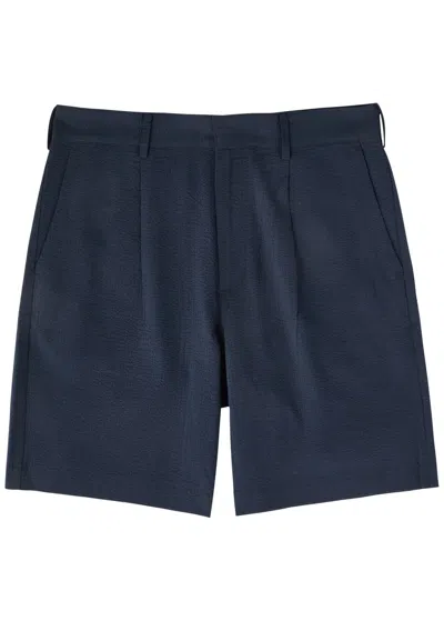 Wax London Linton Seersucker Shorts In Navy