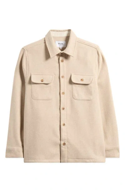 Wax London Lomond Wool Blend Melton Button-up Overshirt In Brown