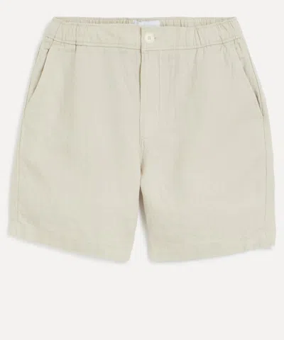 Wax London Mens Kurt Washed Beige Linen Shorts In Neutral