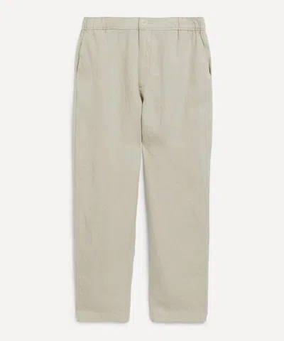 Wax London Mens Kurt Washed Beige Linen Trousers In Neutral