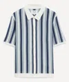 Wax London Porto Stripe Short Sleeve Cotton Blend Button-up Shirt In Blue