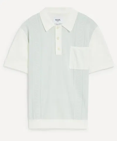 Wax London Mens Turin Blue-ecru Retro Stripe Knitted Polo In Light Blue
