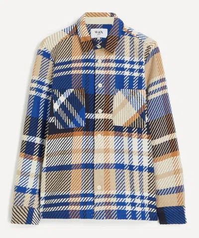 Wax London Mens Whiting Blue-tan Bold Check Overshirt In Multi