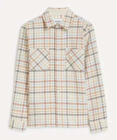 Wax London Mens Whiting Ecru And Multicolour Yard Check Overshirt In Neutral