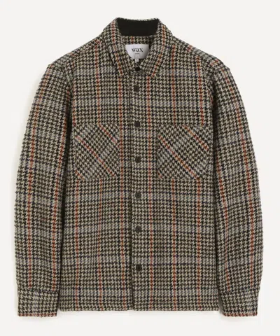Wax London Mens Whiting Houndstooth Wool-blend Shirt In Green