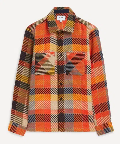 Wax London Mens Whiting Orange Pike Check Overshirt In Multi