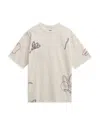 Wax London Milton Embroidered Cotton T-shirt In Ecru/multi