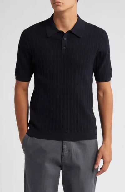 Wax London Naples Cotton Blend Knit Polo In Midnight