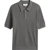 Wax London Naples Diamond Ribbed Cotton & Cashmere Polo Sweater In Gray