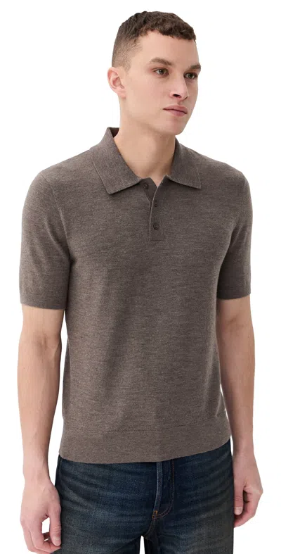 Wax London Naples Polo Sweater Brown Marl