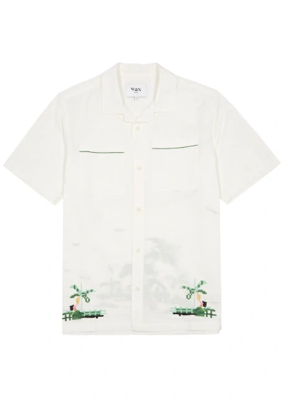 Wax London Newton Embroidered Cotton-blend Shirt In White