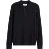 Wax London Oban Black Diamond Stripe Cotton & Cashmere Polo Sweater In Black