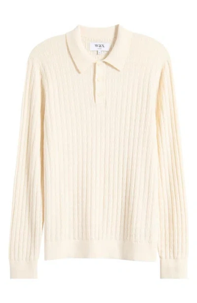 Wax London Oban Ecru Diamond Stripe Cotton & Cashmere Polo Sweater In Neutral