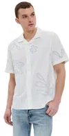 Wax London Oversized Floral Didcot Shirt Ecru/pale Blue In Ecru/pale Blue