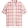 Wax London Porto Short Sleeve Cotton Blend Button-up Shirt In Ecru/multi