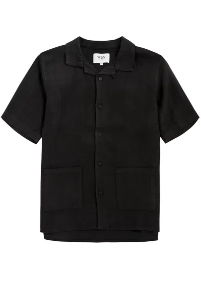Wax London Ren Linen Shirt In Black