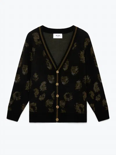 Wax London Schill Cardigan In Black/khaki