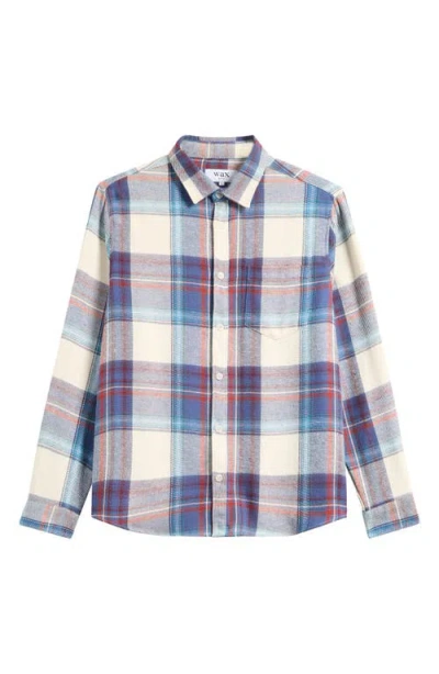 Wax London Shelly Plaid Cotton Flannel Button-up Shirt In Blue