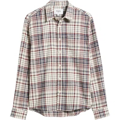 Wax London Shelly Plaid Flannel Button-up Shirt In Navy/red