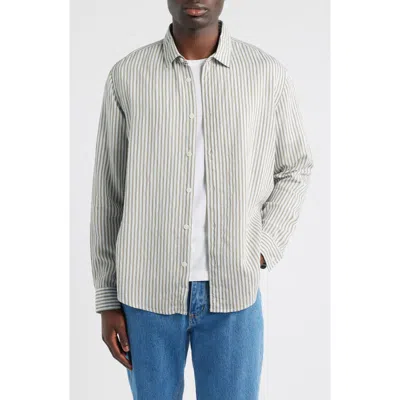 Wax London Shelly Stripe Button-up Shirt In Sage