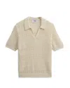 Wax London Siena Striped Open Knit Polo Sweater In Ecru