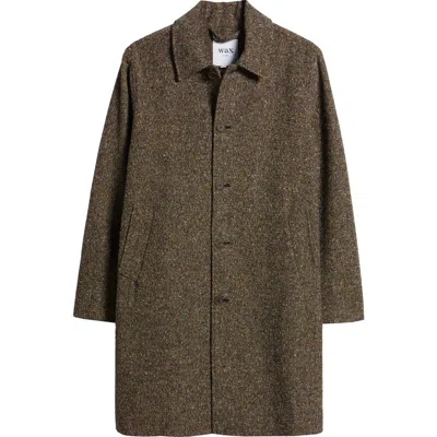 Wax London Stan Tweed Car Coat In Brown