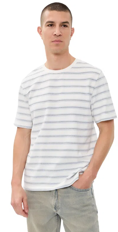 Wax London Dean Stripe Organic Cotton T-shirt In White