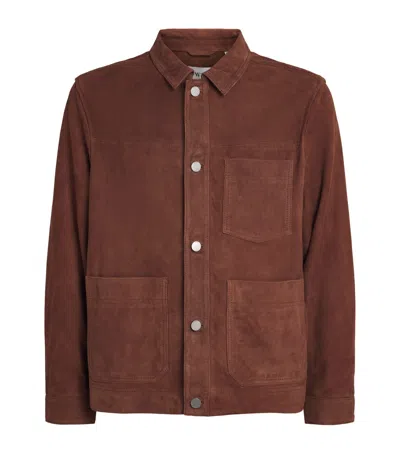 Wax London Suede Robin Chore Jacket In Brown