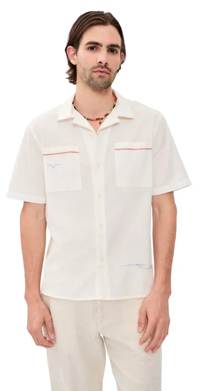 Wax London Summer Applique Didcot Shirt Ecru In Neutral